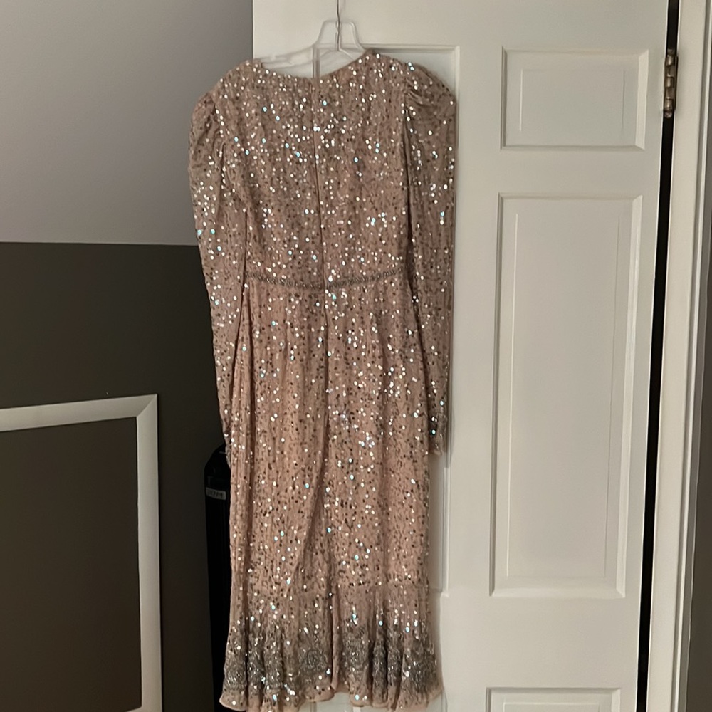 Mac Duggal Sequin Midi Gown With Embellished Heml… - image 3